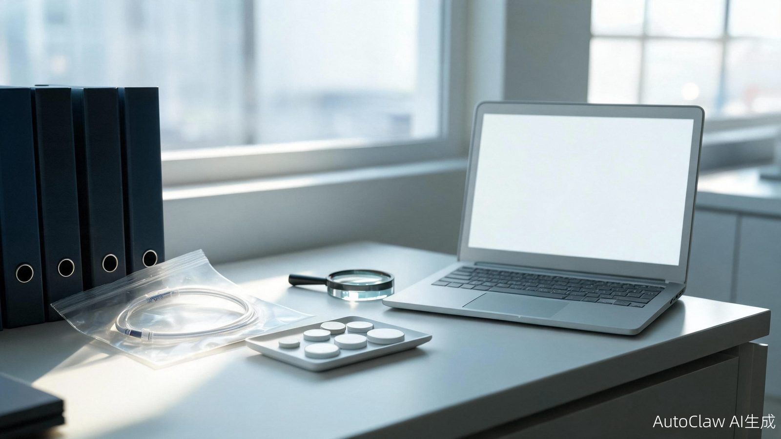 Technical documentation and sterile single-use consumables on a regulatory review desk