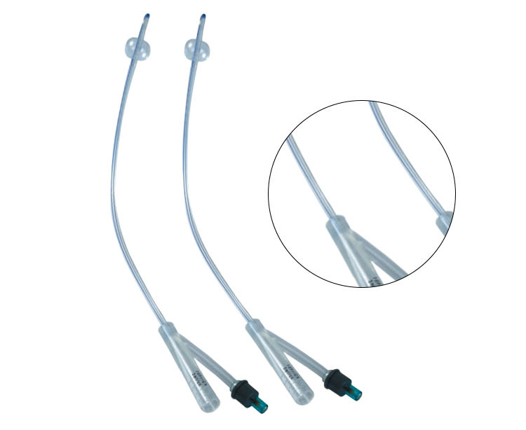 2-Way or 3-Way Disposable Medical 100% Silicone Foley Catheter with Temperature Probe
