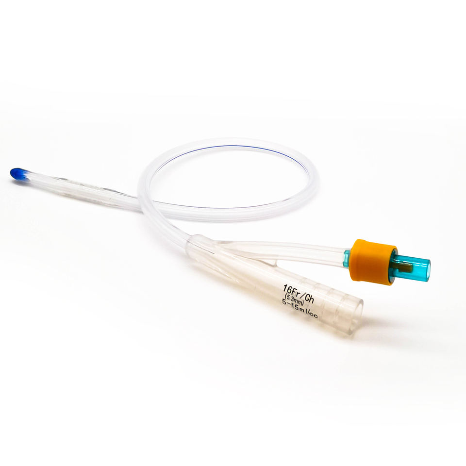 2-Way or 3-Way Disposable Medical 100% Silicone Foley Catheter with Temperature Probe 3