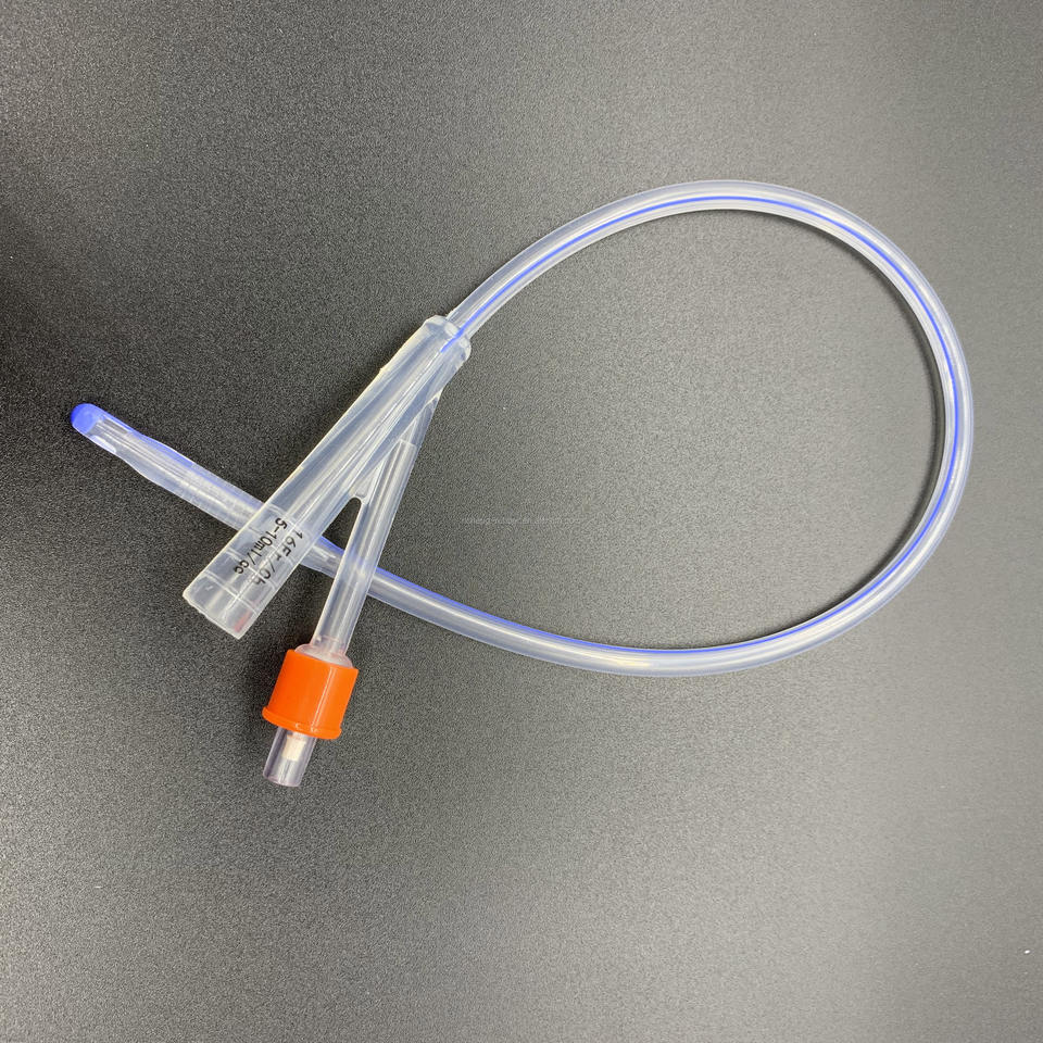 2-Way or 3-Way Disposable Medical 100% Silicone Foley Catheter with Temperature Probe 5