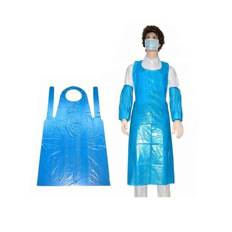 Disposable Waterproof Cleaning Plastic Biodegradable White Blue PE/CPE/PVC Apron 2