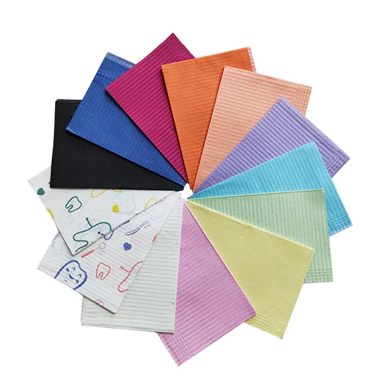 Colorful Medical Napkin Waterproof Beauty Disposable 3 Ply Patient Dental Bibs 4