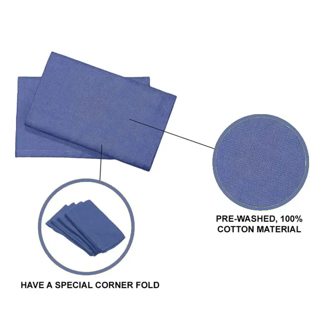 100% cotton blue surgical towel with EO sterilized for medical use 6