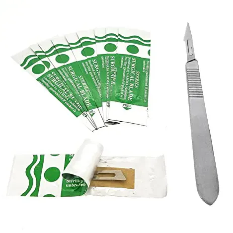Hoja de bisturí quirúrgico estéril y desechable, de acero inoxidable médico al carbono