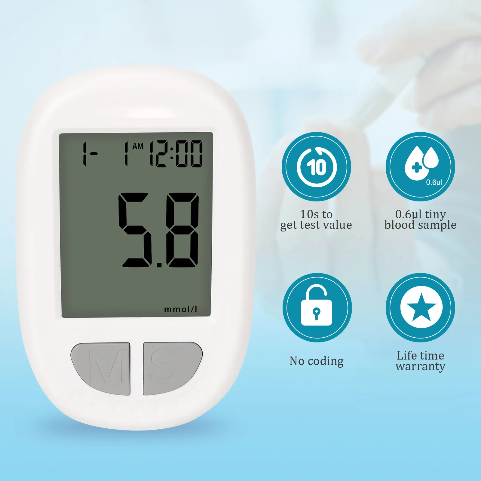 Advanced Glucometer Blood Glucose Meter With Blood Lancet And Strips 2