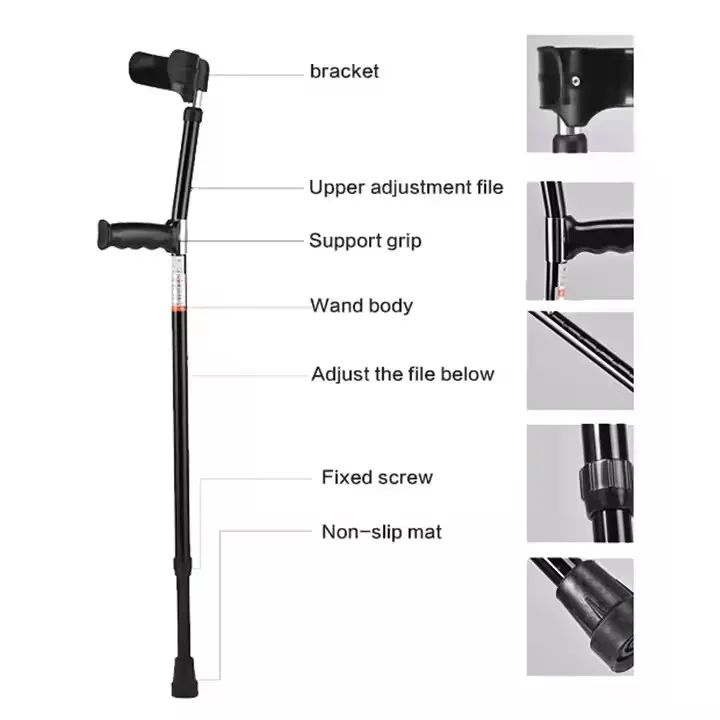 Adjustable Aluminum Crutches for Elderly Disabled Adults Lightweight Durable Mobility Aid with Ergonomic Handles Non-Slip Tips 6