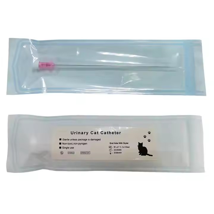 Productos veterinarios: sonda de Foley de silicona de 2 vías con balón, catéter urinario PVC para perros y gatos