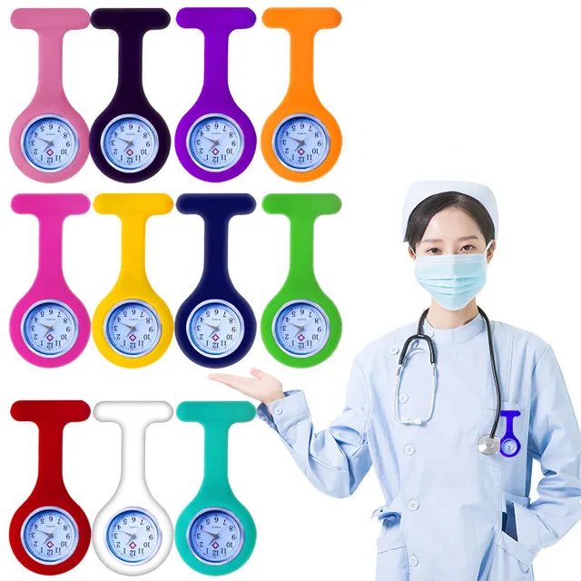 Promotional Portable Gift Rubber Silicone Doctor Digital Clip-On Pocket Medical Watch Clip Brooch Nurse Breast Watch