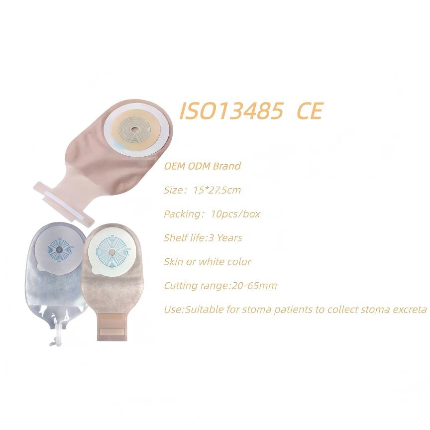 Medical One-piece Ostomy Bag Stoma Pouch Beige Color 3