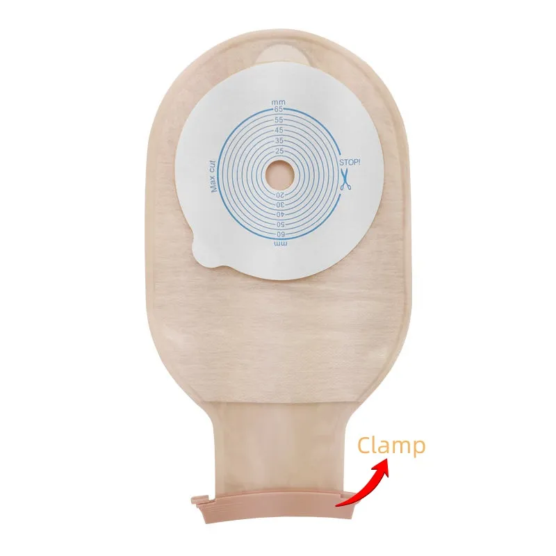 One Piece Open Style Colostomy Bag 65mm Cut-to-Fit with Secure Clip Closure 4