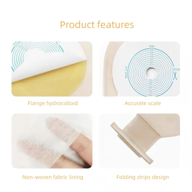 Medical One-piece Ostomy Bag Stoma Pouch Beige Color 5