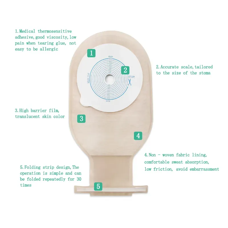 Medical One-piece Ostomy Bag Stoma Pouch Beige Color 2