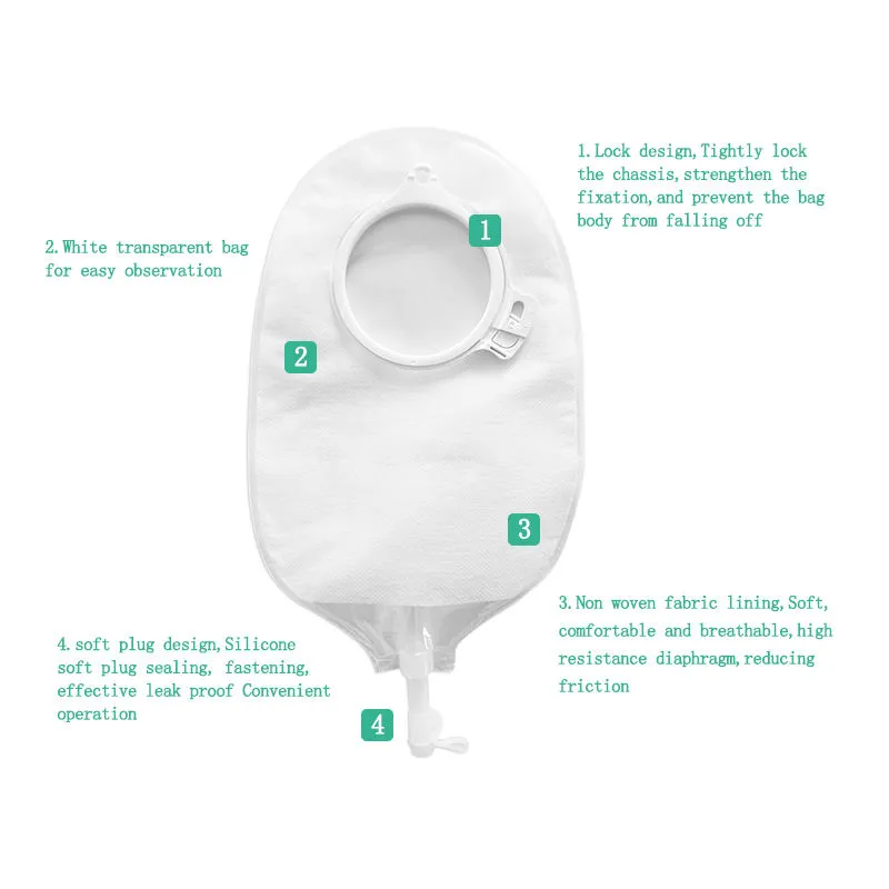 Disposable Clear CE Certified Medical Use Urostomy Bags with Baseplate 4