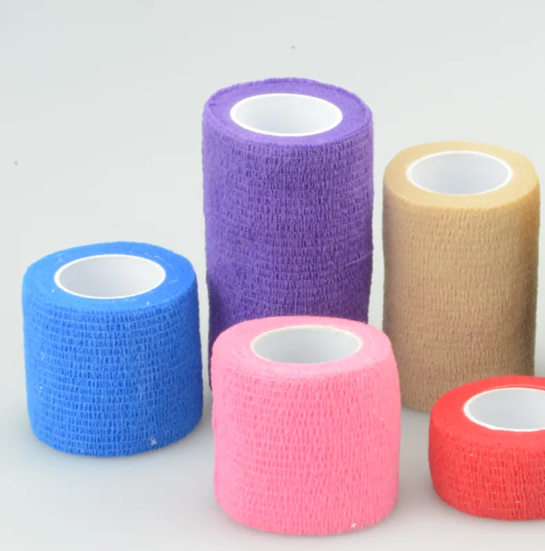 Venda cohesiva autoadhesiva elástica de alta elasticidad y colores para uso médico