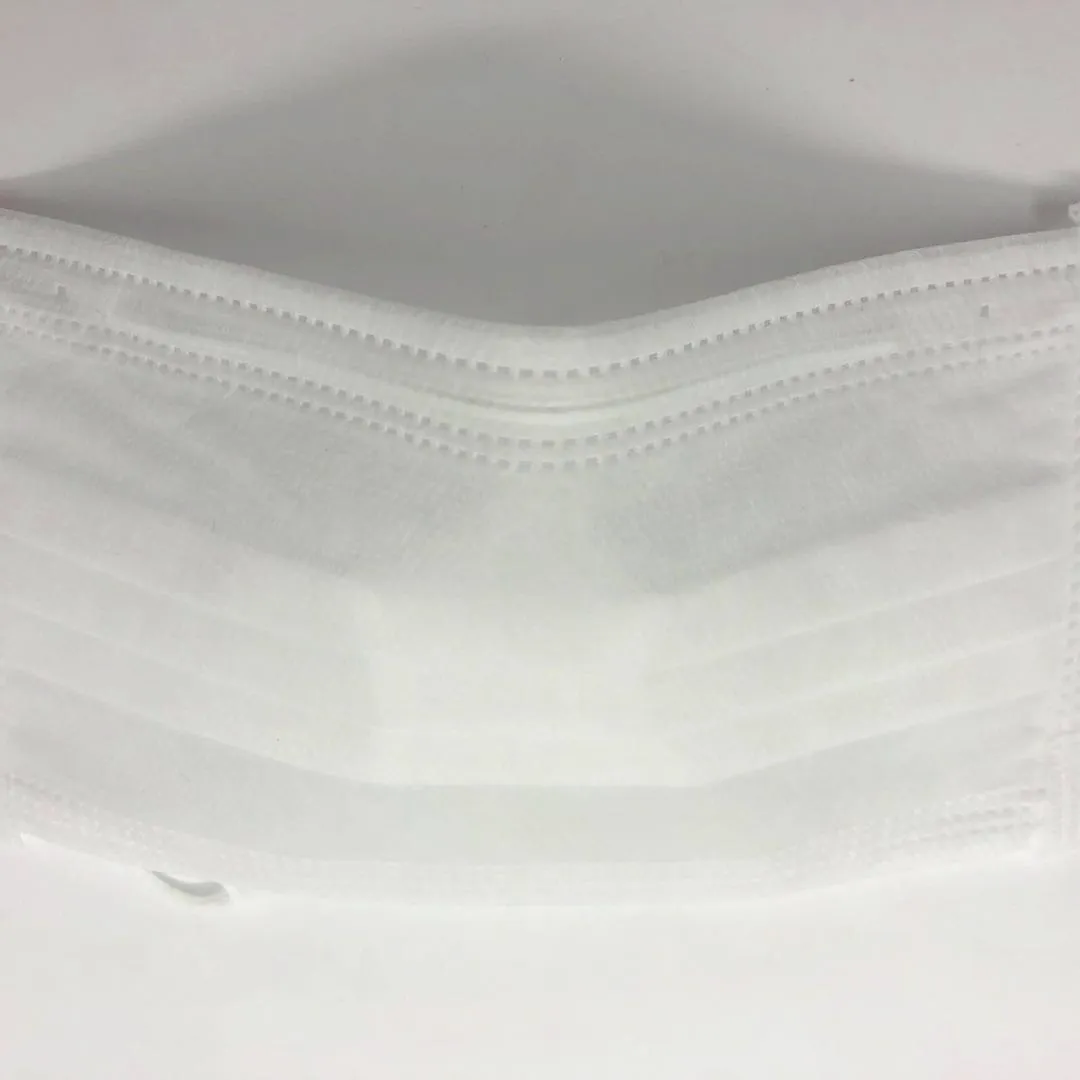 Disposable 3ply non-woven Rubber Elastic Earloop Face Mask white 2