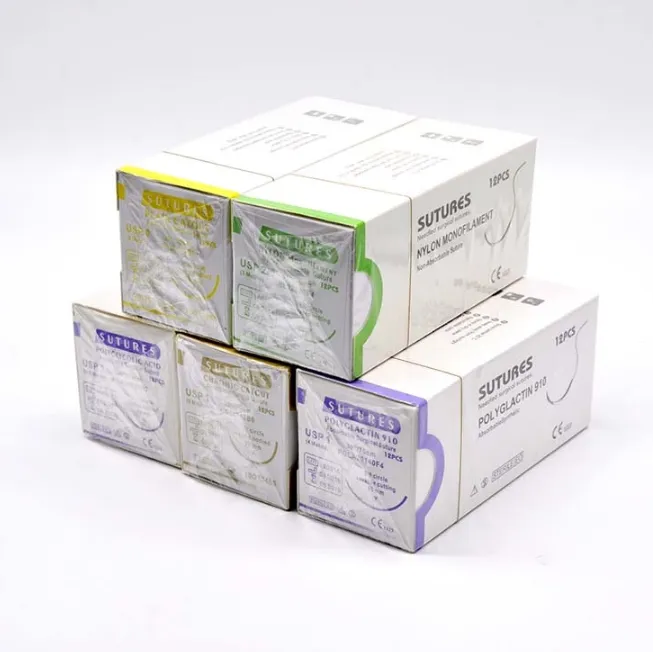 Absorbable/nonabsorbable medical silk Sutures surgical Chromic Catgut Sterile Medical Disposable Sutures Thread With Needle