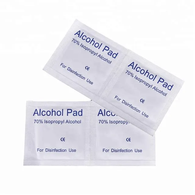 Almohadilla de preparación con alcohol médico 70%, hisopos con alcohol isopropílico con CE, ISO