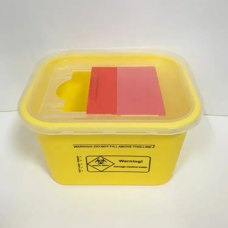 Contenedor médico de plástico para agujas residuales contenedor de objetos punzantes