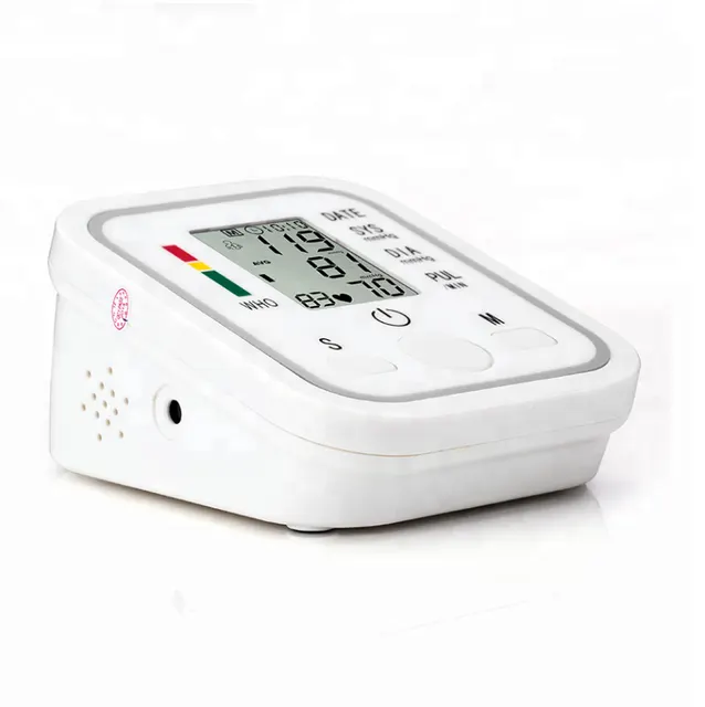 Medidor doméstico digital con pantalla LCD para medir automáticamente la presión arterial en el brazo, la frecuencia cardíaca y el pulso