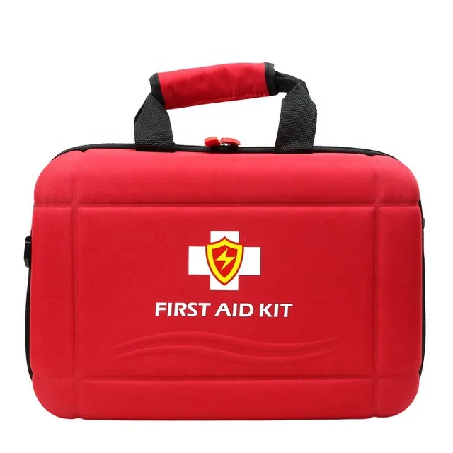 CE FDA ISO bolsa roja portátil de primeros auxicios para viajes en automóvil, de EVA, con asa y cremallera