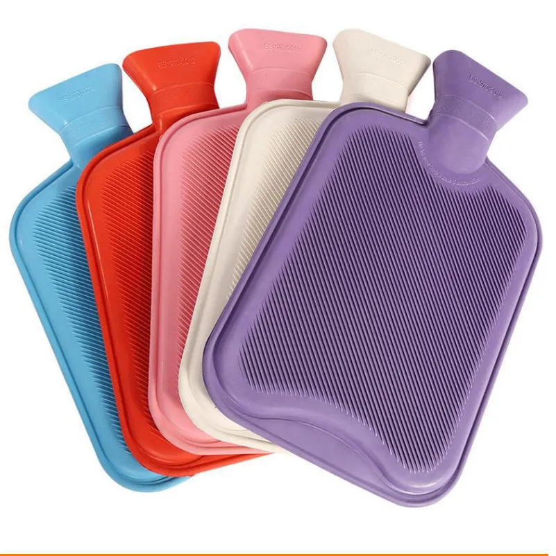 Bolsa de agua caliente de caucho natural médica, diferentes tamaños y colores, con funda