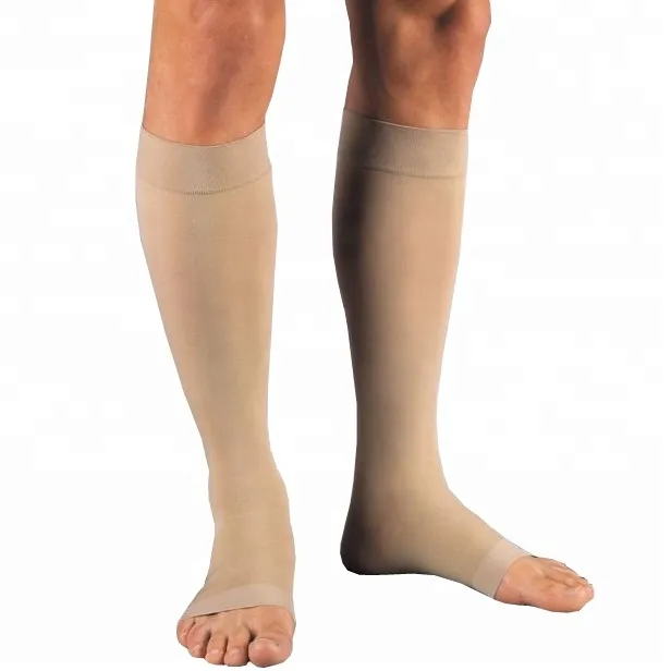 Medical nurse nude knee high graduated 20-30mmHg compression socks 2