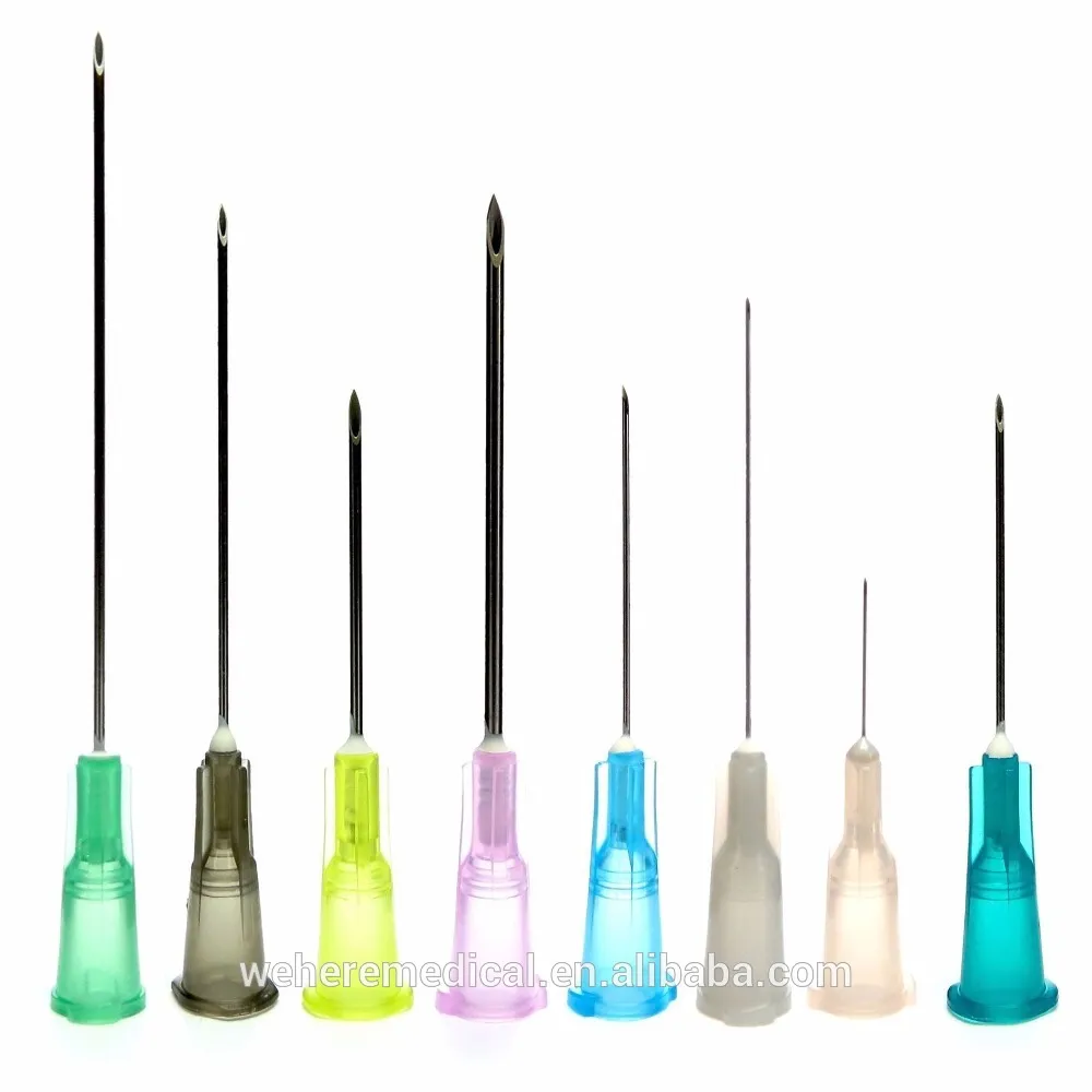 Agujas hipodérmicas desechables con hub Luer lock, calibres 16G-30G, con CE, ISO