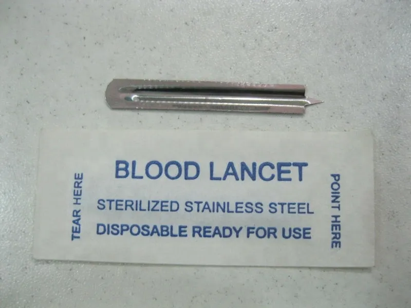 Disposable sterile stainless steel blood lancet 6
