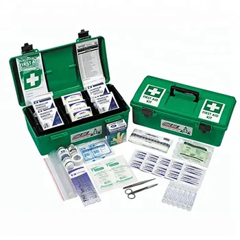 Botiquín de primeros auxilios de plástico personalizado, portátil con asa, impermeable, para oficina