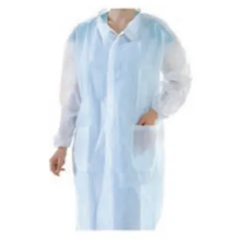 Bata de laboratorio desechable de tela SMS con cuello de camisa