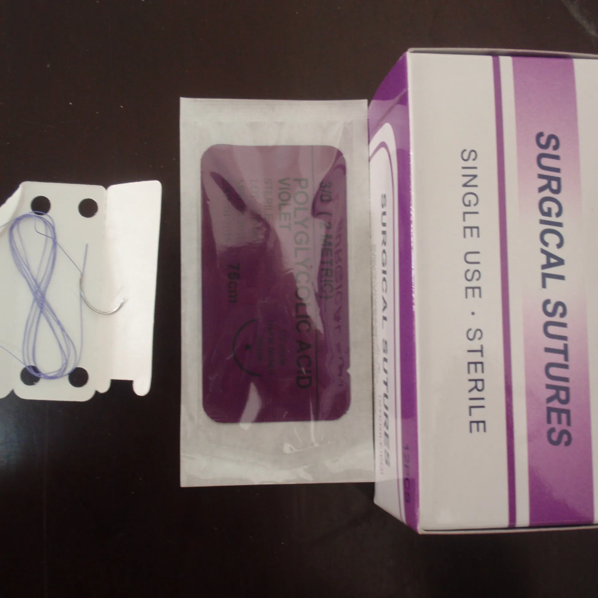 Sutura/Suturas absorbibles de Ácido Poliglicólico estériles quirúrgicas desechables
