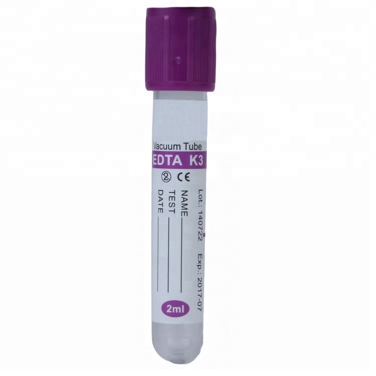 Tubo de extracción de sangre Vacutainer EDTA K2 K3 PET/vidrio 13x75mm, 13x100mm, 16x100mm con CE, ISO