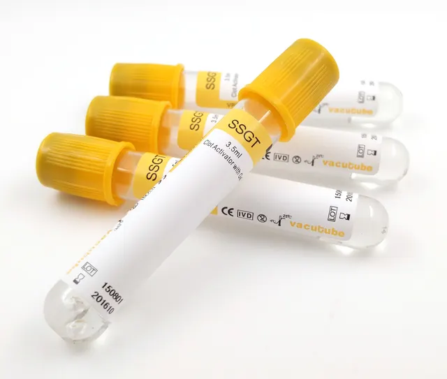 Tubo de sangre al vacío con gel y activador de coágulos PET/vidrio con CE, ISO
