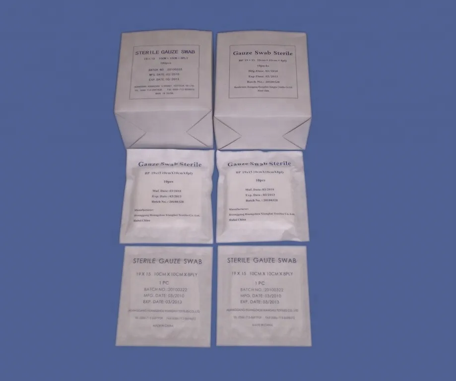 100% natural cotton Medical Absorbent sterile/not sterile gauze swabs with CE,SO 5