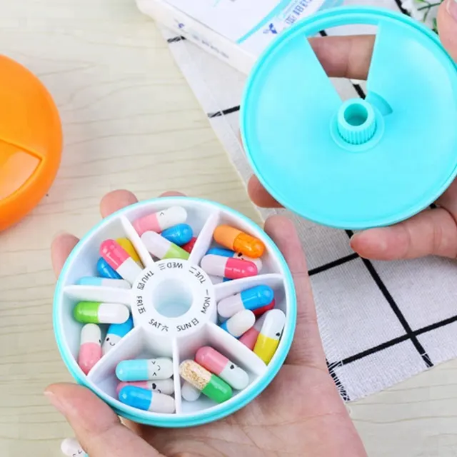 Organizador de pastillas compartimentado para viaje, almacenamiento de medicamentos