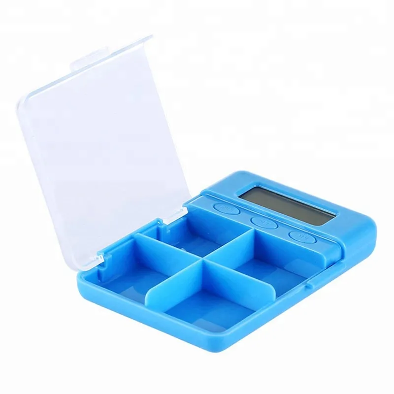 Newly 4 Grid Intelligent Time Reminder Pill Box Portable Organizer Storage Case 3