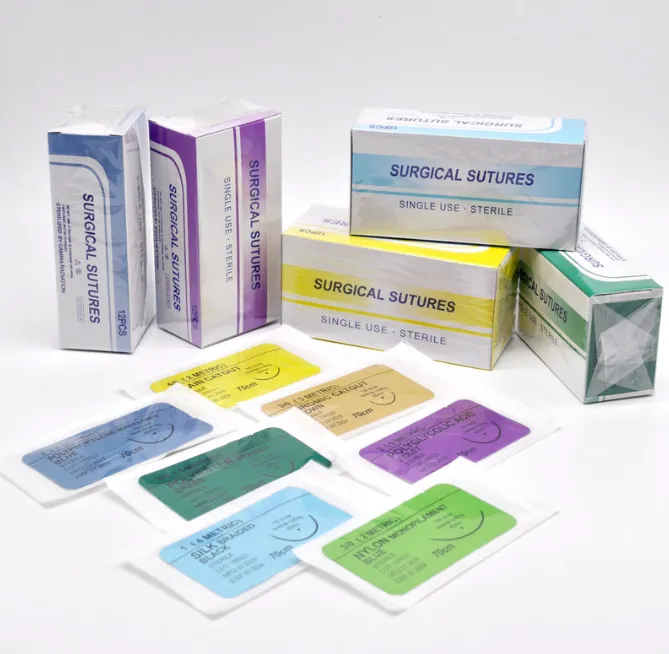 Absorbable/nonabsorbable medical silk Sutures surgical Chromic Catgut Sterile Medical Disposable Sutures Thread With Needle 2