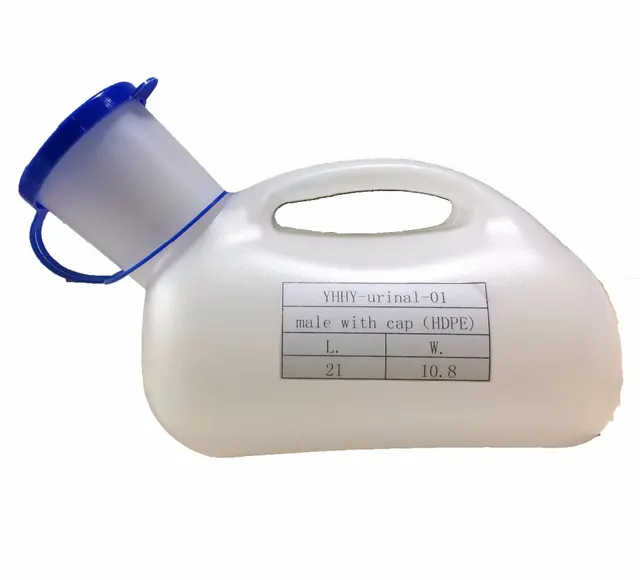 Orinal masculino plástico médico desechable de 1000 ml con tapa/cubierta