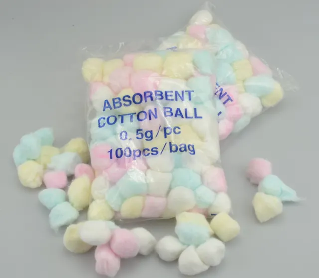 Bolita de algodón 100%, absorbente, desechable, para uso médico y quirúrgico, en varios colores