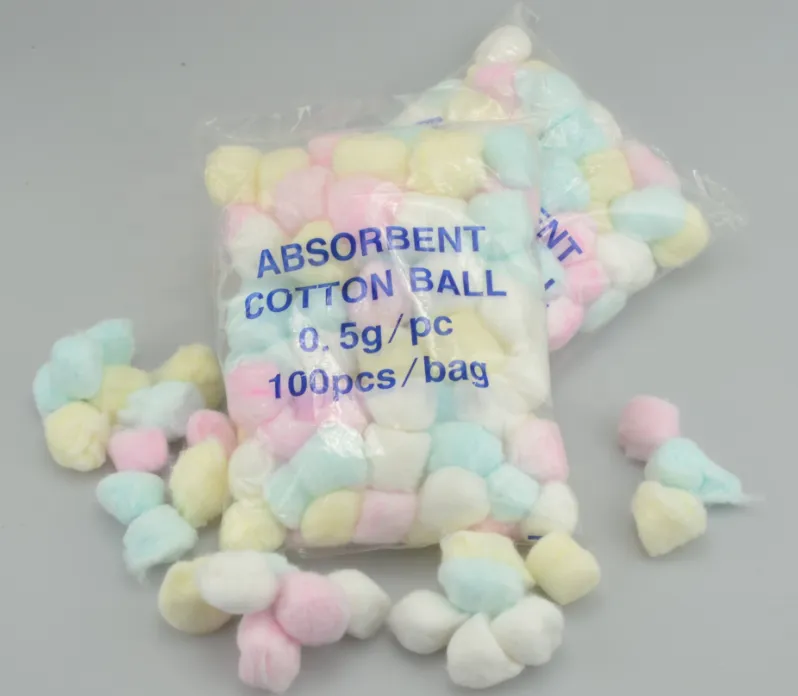 Bolita de algodón 100%, absorbente, desechable, para uso médico y quirúrgico, en varios colores