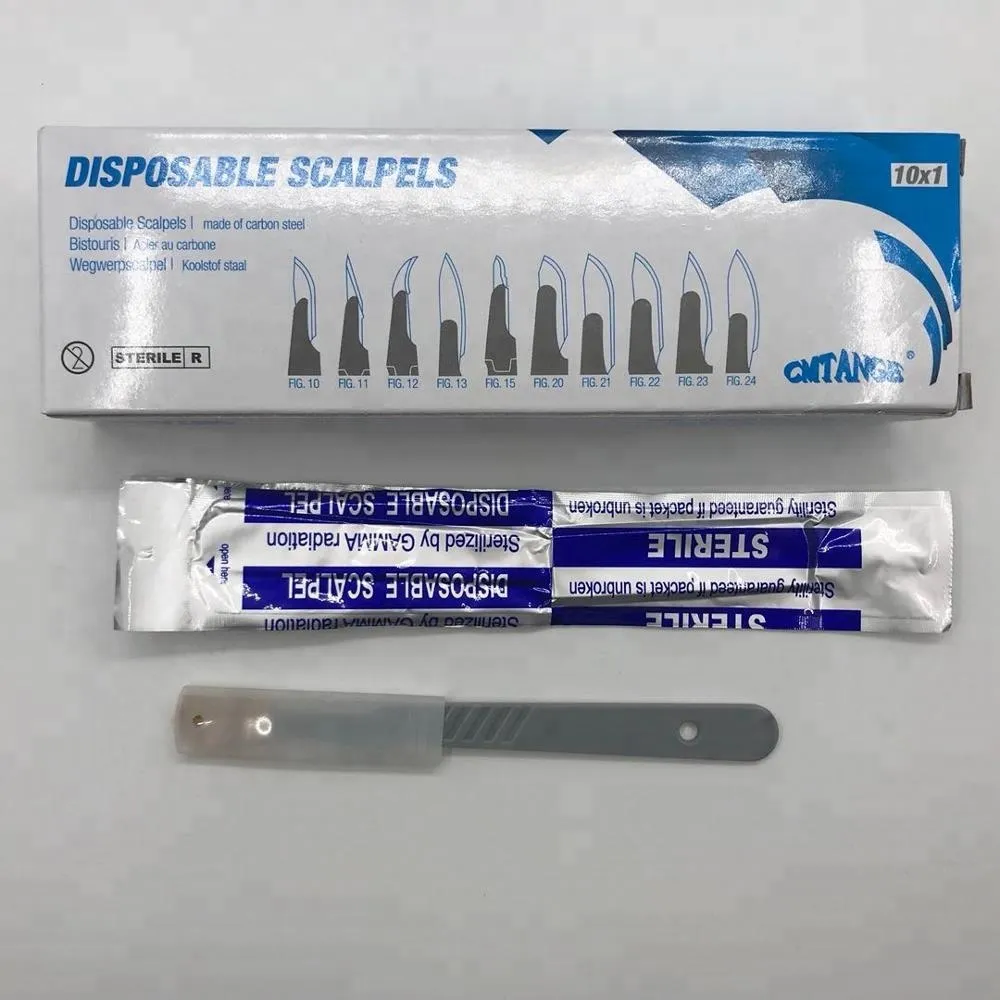 Sterile Carbon Steel Surgical Blade with Plastic Handle 2