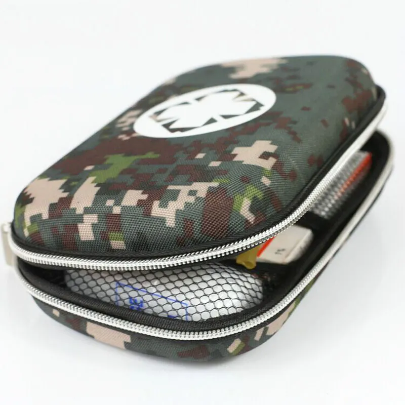 Kit de primeros auxilios portátil personal de viaje al aire libre, impermeable, en bolsa EVA camuflaje