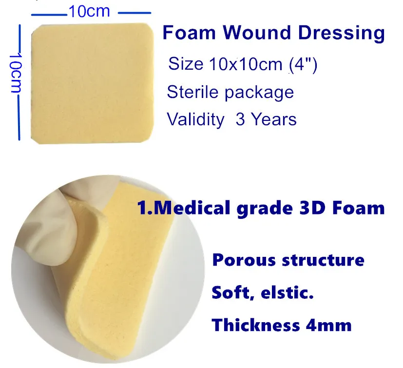 Non-Adhesive Soft Highly Absorbent Polyurethane Foam Wound Dressing 4