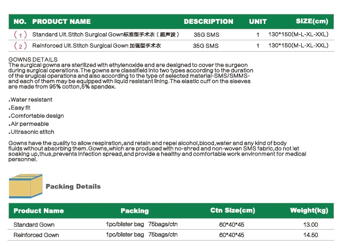 Disposable sterile hospital Ultrasonic stitch surgical gowns 6