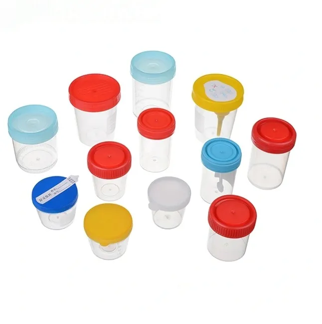 Disposable sterile plastic medical cup urine cup hospital urine collection container with screw cap 8