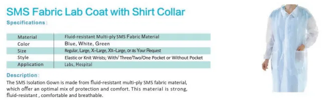 Disposable SMS fabric lab coat with shirt collar 2