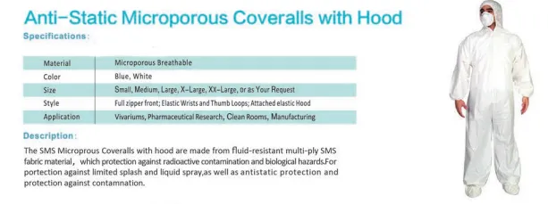 Anti-static medical microporous coveralls with hood 2
