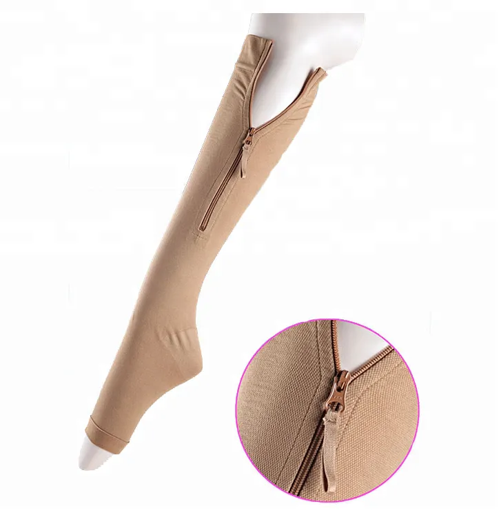 Medical customized graduated 20-30mmHg compression zipper stocking 2
