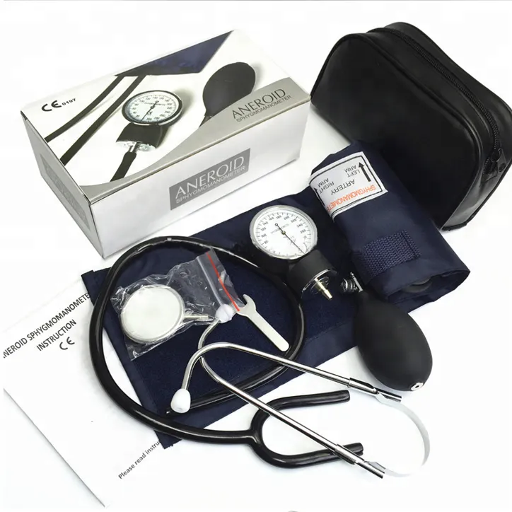 Medical standard OEM manual aneroid sphygmomanometer with stethoscope 9