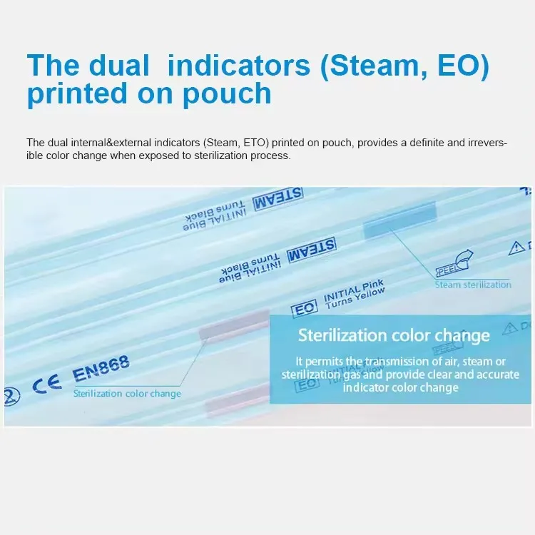 Disposable Autoclave Medical Paper Sterilized Flat Reel Pouches 9